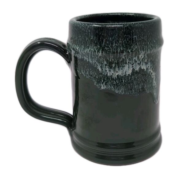 Deneen Pottery Bones Coffee Co Irish Cream Coffee Mug Green Stoneware Skeleton - Picture 4 of 11